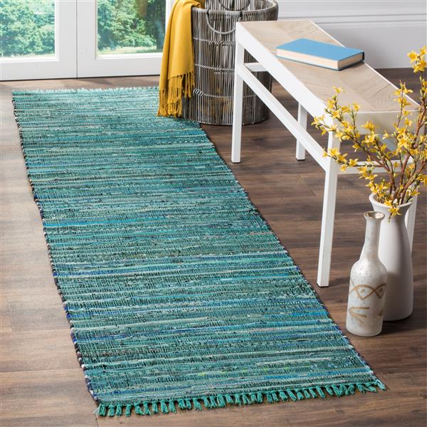 Safavieh Rag Rug - 2.3-ft x 8-ft - Cotton - Turquoise/Multi