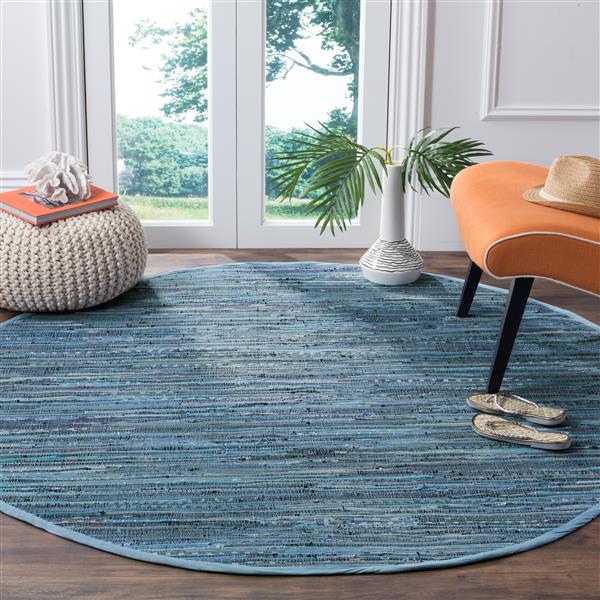 Safavieh Rag Rug Round Rug - 6-ft x 6-ft - Cotton - Blue/Multi