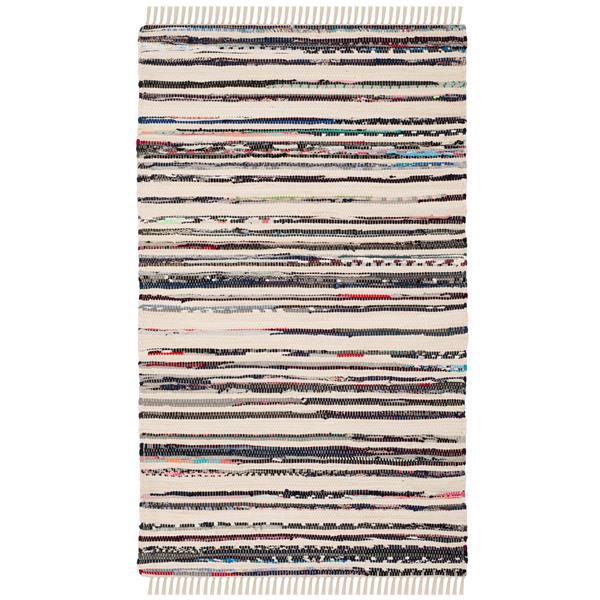 Safavieh Rag Rug - 3-ft x 5-ft - Cotton - Ivory/Charcoal