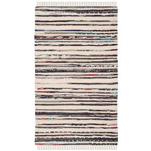 Safavieh Rag Rug - 3-ft x 5-ft - Cotton - Ivory/Charcoal