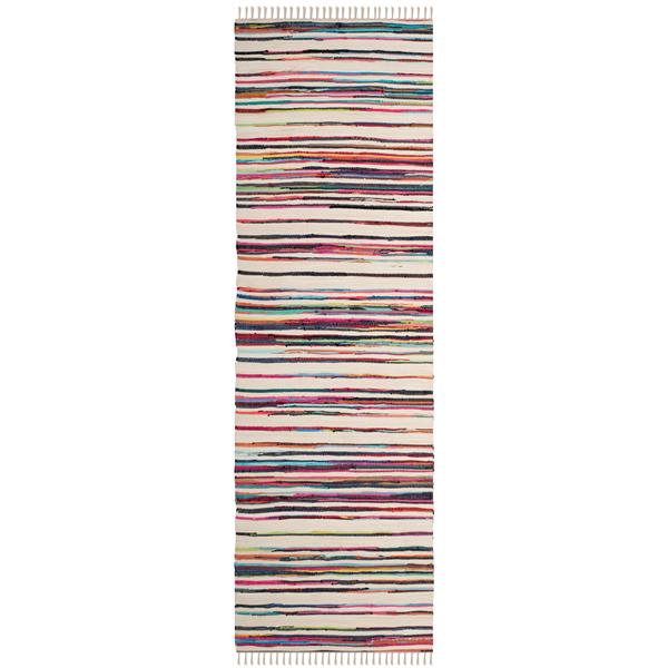 Safavieh Rag Rug - 2.3-ft x 8-ft - Cotton - Ivory/Multi