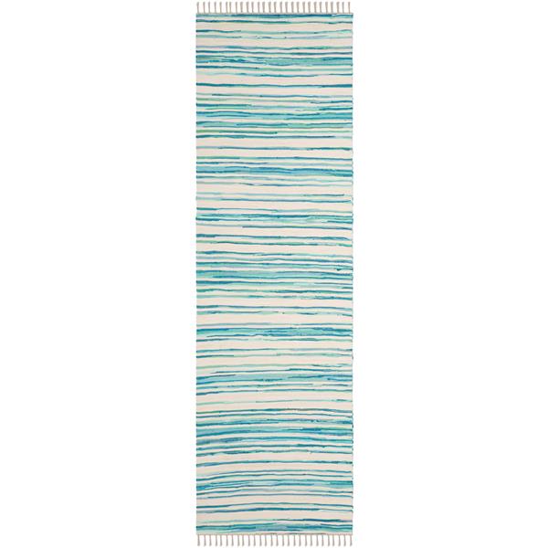 Safavieh Rag Rug - 2.3-ft x 8-ft - Cotton - Ivory/Green RAR126D-28 | RONA