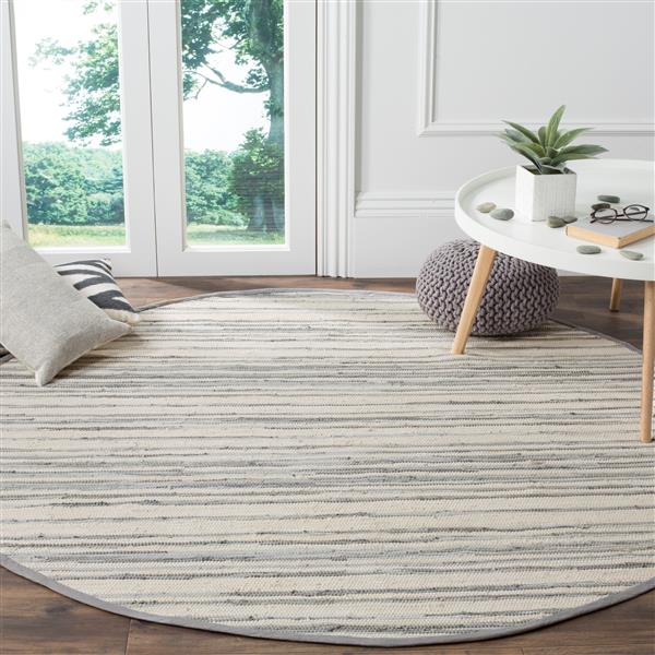 Safavieh Rag Rug Round Rug - 6-ft x 6-ft - Cotton - Ivory/Grey