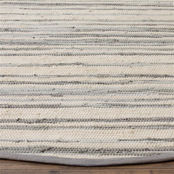 Safavieh Rag Rug Round Rug - 6-ft x 6-ft - Cotton - Ivory/Grey