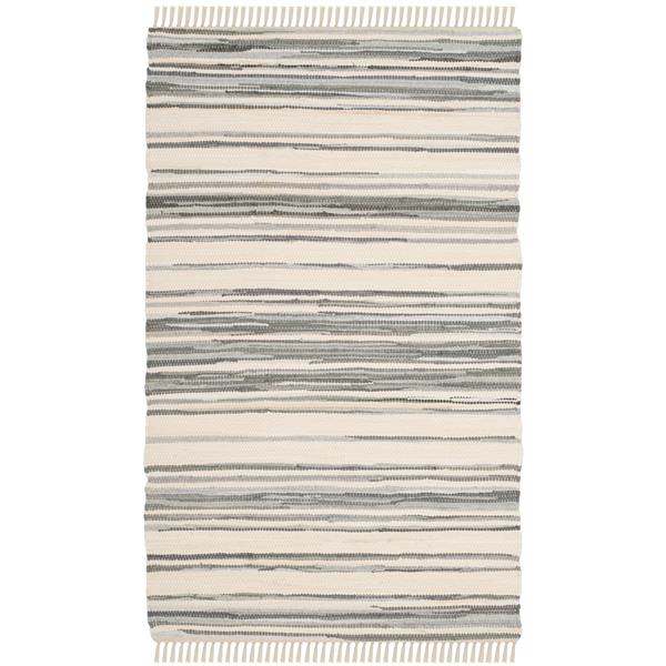 Safavieh Rag Rug - 2.5-ft x 4-ft - Cotton - Ivory/Grey RAR126A-24 | RONA