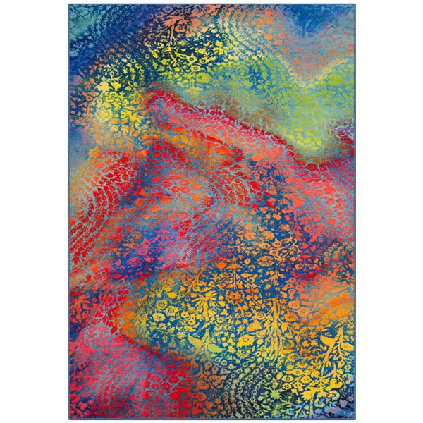 Safavieh Paint Brush Rug - 5.1-ft x 7.5-ft - Nylon - Blue/Coral