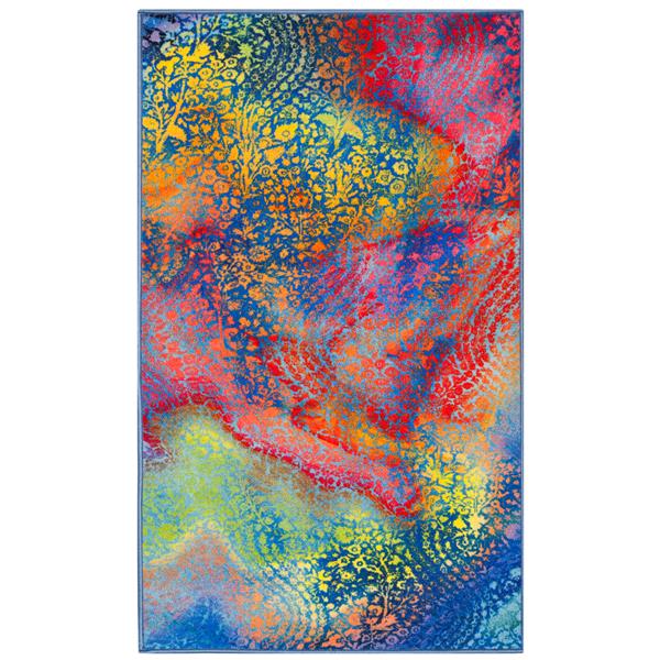 Safavieh Paint Brush Rug - 3-ft x 5-ft - Nylon - Blue/Coral