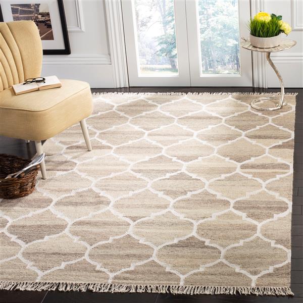Safavieh Natural Kilim Rug - 3-ft x 5-ft - Wool - Light Grey/Ivory