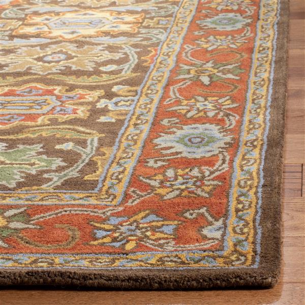 Safavieh Heritage Rug - 9.5-ft x 13.5-ft - Wool - Chocolate/Tangerine