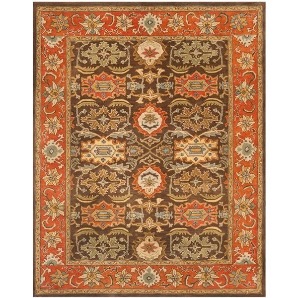 Safavieh Heritage Rug - 9.5-ft x 13.5-ft - Wool - Chocolate/Tangerine