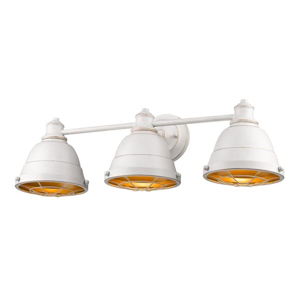 Golden Lighting Bartlett 3-Light Bath Light Vanity - French White