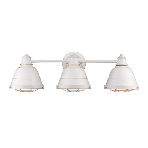 Golden Lighting Bartlett 3-Light Bath Light Vanity - French White