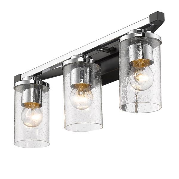 Golden Lighting Mercer 3-Light Bath Vanity Light with Glass - Black