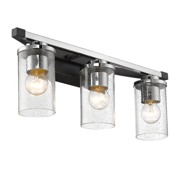 Golden Lighting Mercer 3-Light Bath Vanity Light with Glass - Black