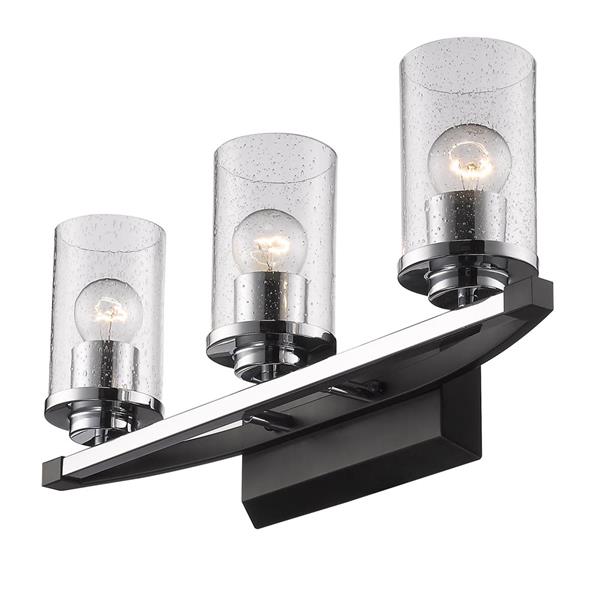 Golden Lighting Mercer 3-Light Bath Vanity Light with Glass - Black