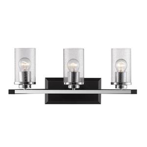 Golden Lighting Mercer 3-Light Bath Vanity Light with Glass - Black