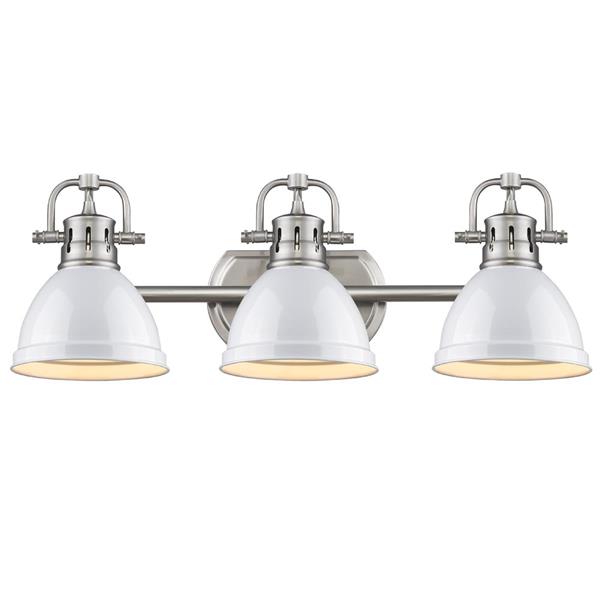 Golden Lighting Duncan 3-Light Bath Vanity Light with Shade - Pewter