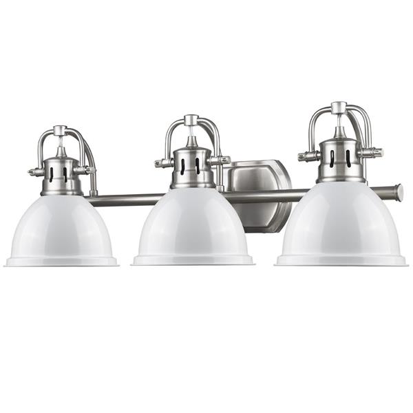 Golden Lighting Duncan 3-Light Bath Vanity Light with Shade - Pewter