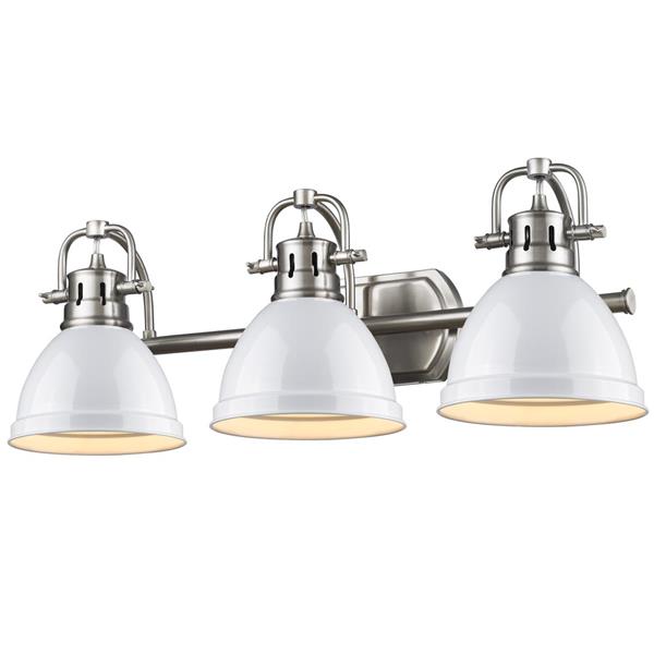 Golden Lighting Duncan 3-Light Bath Vanity Light with Shade - Pewter