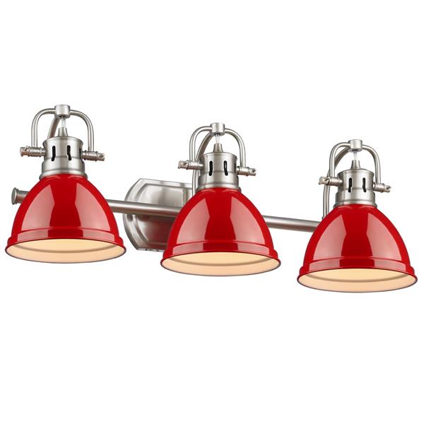 Golden Lighting Duncan 3-Light Bath Vanity Light with Shade - Pewter