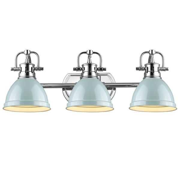 Golden Lighting Duncan 3-Light Bath Vanity Light with Shade - Chrome