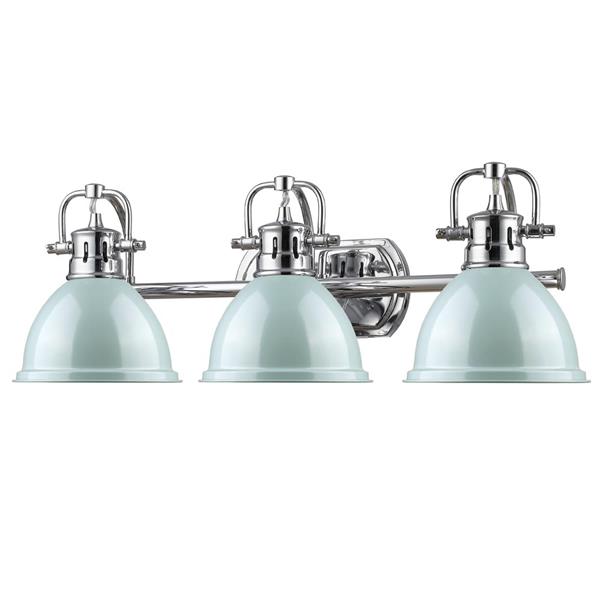 Golden Lighting Duncan 3-Light Bath Vanity Light with Shade - Chrome