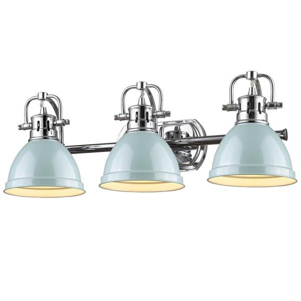 Golden Lighting Duncan 3-Light Bath Vanity Light with Shade - Chrome