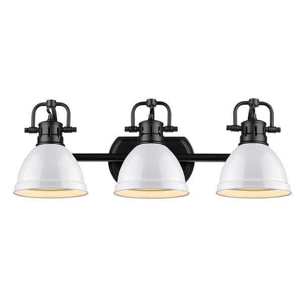 Golden Lighting Duncan 3-Light Bath Vanity Light with Shade - Black/White
