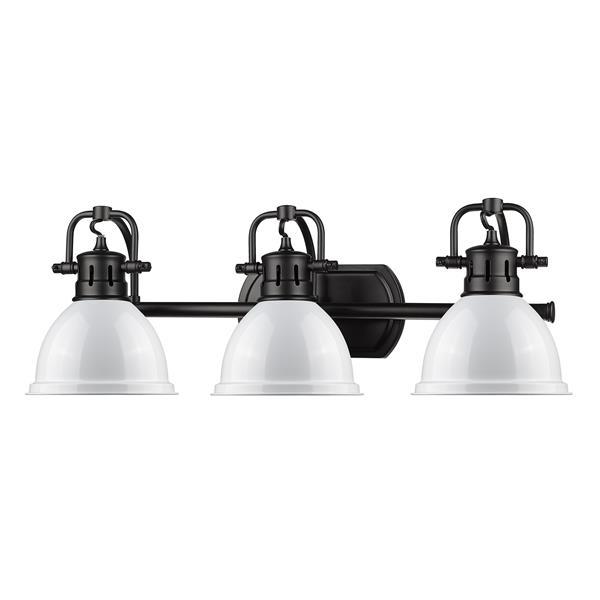 Golden Lighting Duncan 3-Light Bath Vanity Light with Shade - Black/White