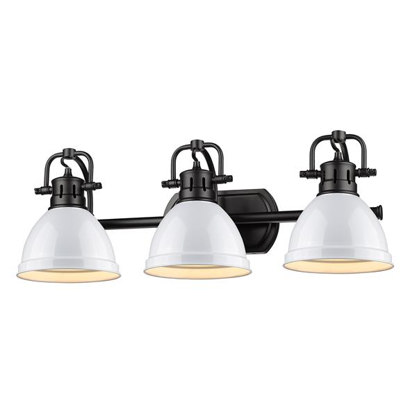 Golden Lighting Duncan 3-Light Bath Vanity Light with Shade - Black/White