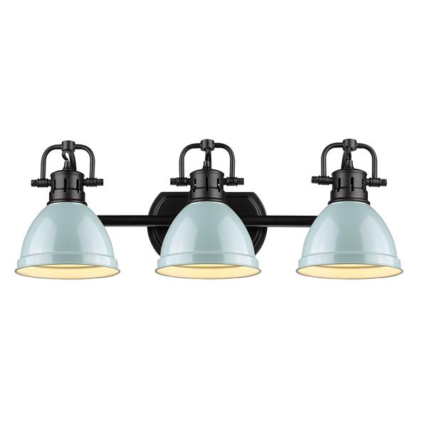 Golden Lighting Duncan 3-Light Bath Vanity Light with Shade - Black