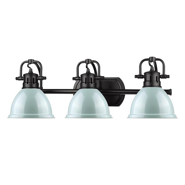 Golden Lighting Duncan 3-Light Bath Vanity Light with Shade - Black