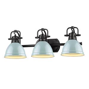 Golden Lighting Duncan 3-Light Bath Vanity Light with Shade - Black