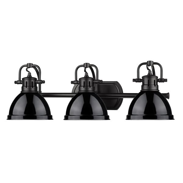 Golden Lighting Duncan 3-Light Bath Vanity Light with Shade - Black