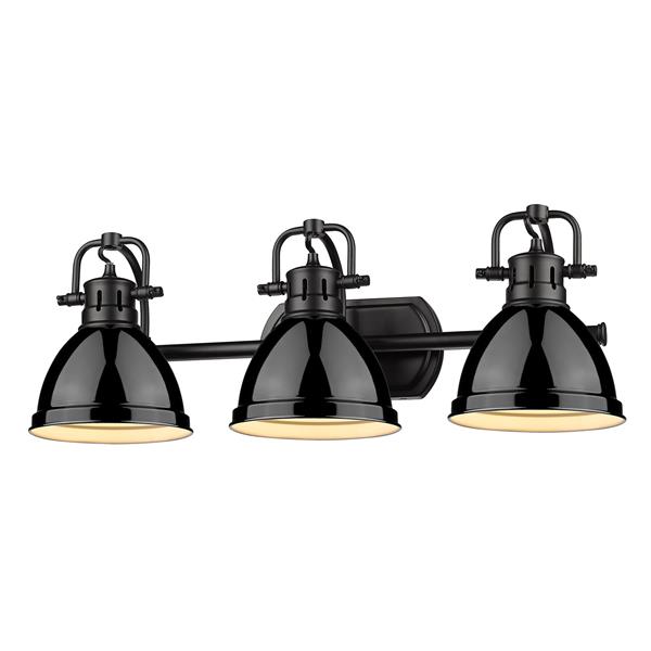 Golden Lighting Duncan 3-Light Bath Vanity Light with Shade - Black