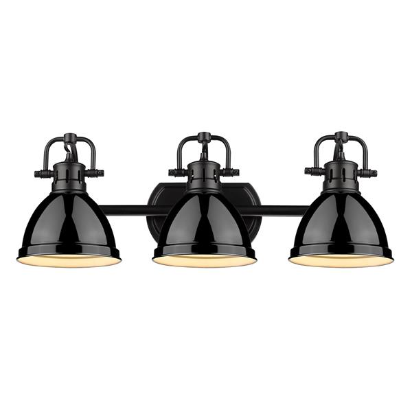 Golden Lighting Duncan 3-Light Bath Vanity Light with Shade - Black