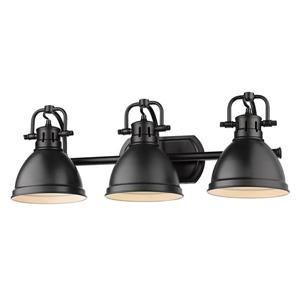 Golden Lighting Duncan 3-Light Bath Vanity Light with Shade - Black