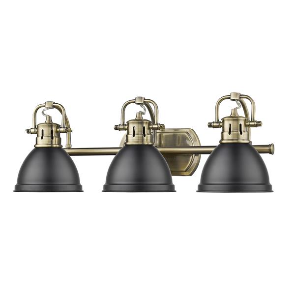 Golden Lighting Duncan 3-Light Vanity Light with Shade - Brass/Black