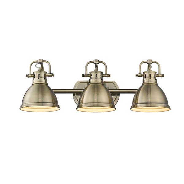 Golden Lighting Duncan 3-Light Vanity Light with Shade - Brass