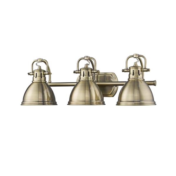 Golden Lighting Duncan 3-Light Vanity Light with Shade - Brass
