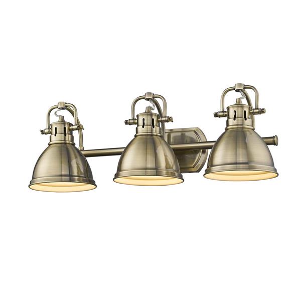 Golden Lighting Duncan 3-Light Vanity Light with Shade - Brass