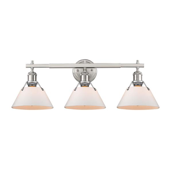 Golden Lighting Orwell 3-Light Vanity Light with Shade - Pewter