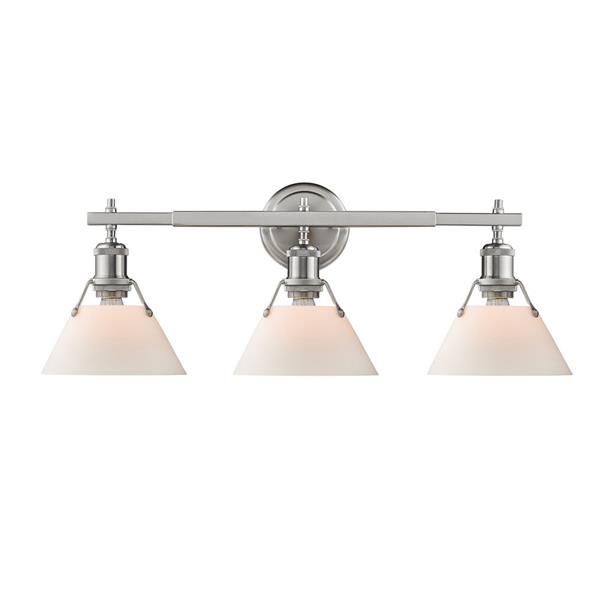 Golden Lighting Orwell 3-Light Vanity Light with Shade - Pewter