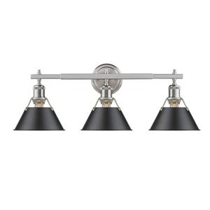 Golden Lighting Orwell 3-Light Bath Vanity Light - Pewter/Black