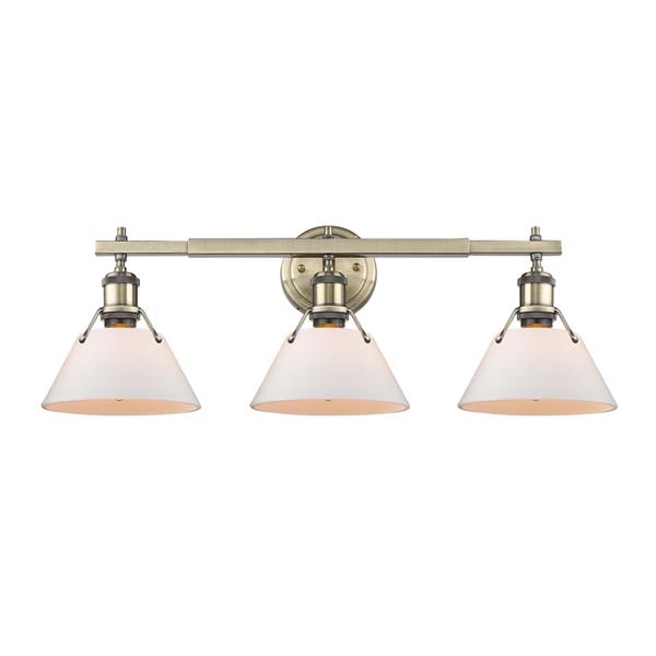 Golden Lighting Orwell 3-Light Vanity Light with Shade - Brass