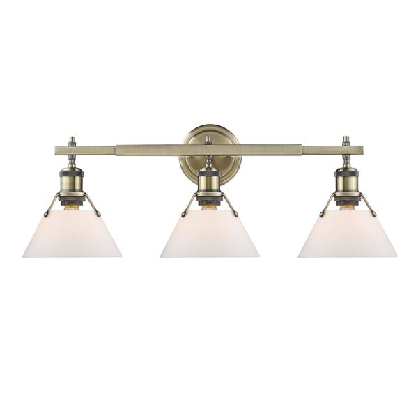 Golden Lighting Orwell 3-Light Vanity Light with Shade - Brass