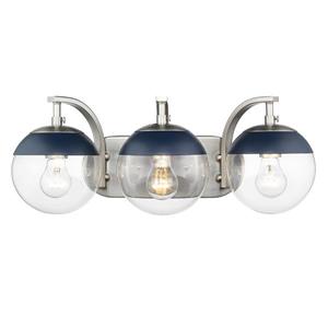 Golden Lighting Dixon 3-Light Vanity Light with Glass - Pewter