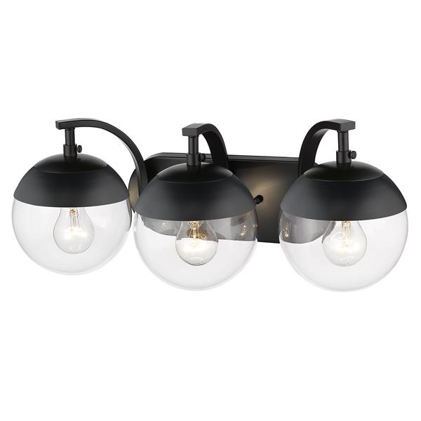 Golden Lighting Dixon 3-Light Vanity Light with Glass - Black