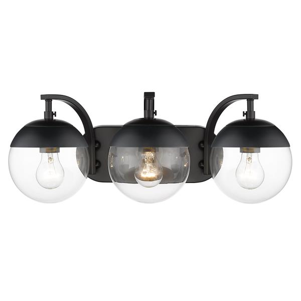 Golden Lighting Dixon 3-Light Vanity Light with Glass - Black