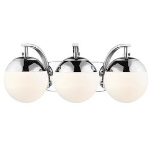 Golden Lighting Dixon 3-Light Vanity Light with Glass - Chrome